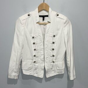White House Black Market size 00 women’s military style jacket white
